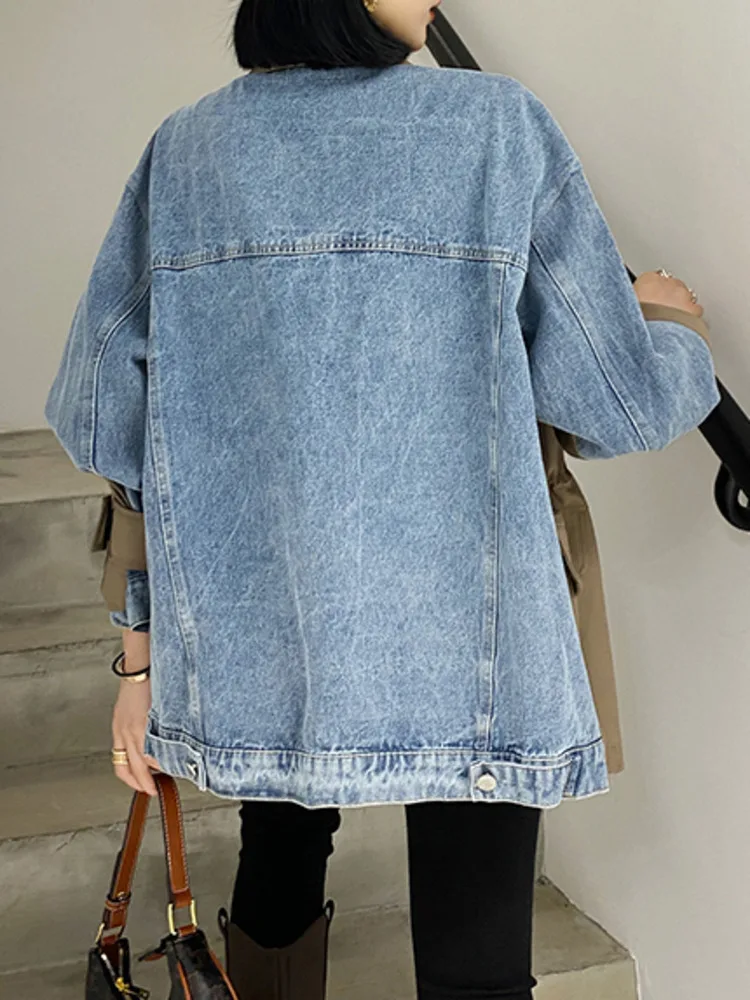 Женский Джинсовый блейзер на завязках DEAT джинсовый пиджак составного кроя с