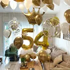 36-дюймовые латексные шары для взрослых, Детская матовая, белая, Золотая тематическая вечеринка на день рождения, украшения для детского душа, золотые, хромированные, конфетти, воздушные шары