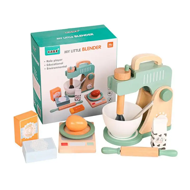 

Wooden Mixer Set Cooking Simulation Educational Toys Color Perception Toy For Preschool Age Toddlers Boys And Girls