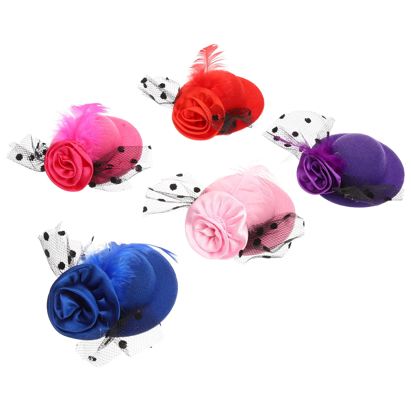 

5 Pcs Micro Toys Dress Hat Mini Fancy Hairpin 9x7cm Tea Party Hats Little Girls Cloth Women's