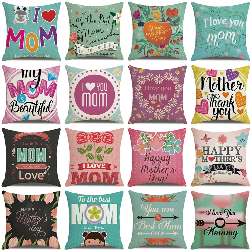 

Лучшие подарки для мам, Наволочка на подушку, украшение для дома на день матери, льняная наволочка с цветочным принтом 45x45 см