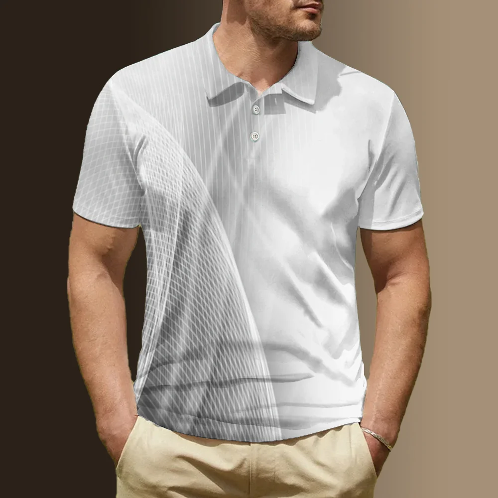 

High Quality Polo Shirt For Men Golf Shirt Corrugated 3d Print Shirts Streetwear Short Sleeve Fashion Clothing Casual Tees Tops