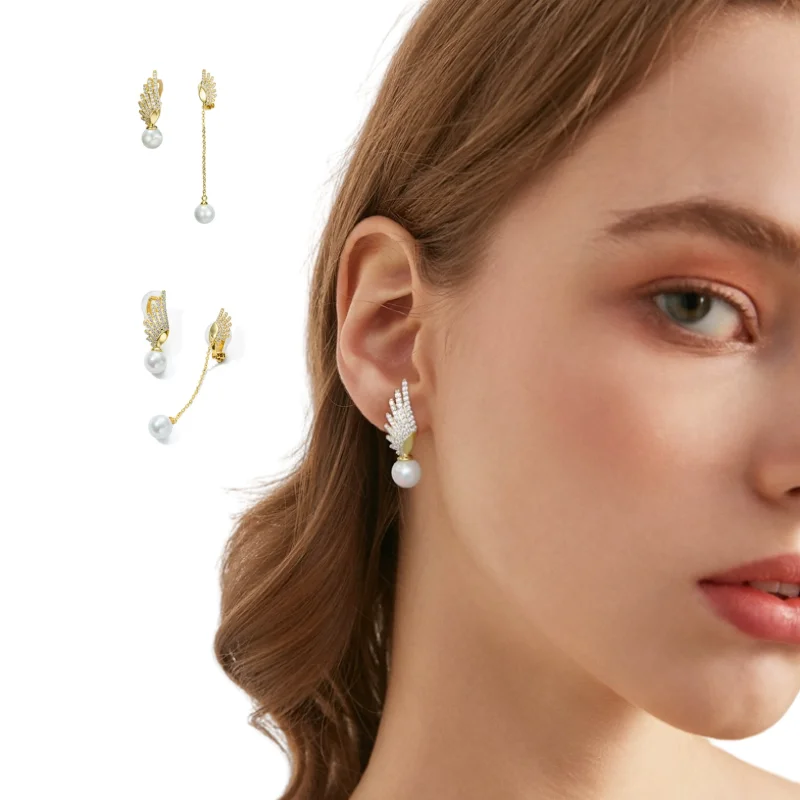 

Asymmetric Earrings Elegant Trendy Ear Clip Korean Earrings without Pierced Female Graceful Jewelry Dangle Eardrop 2023 New Arri