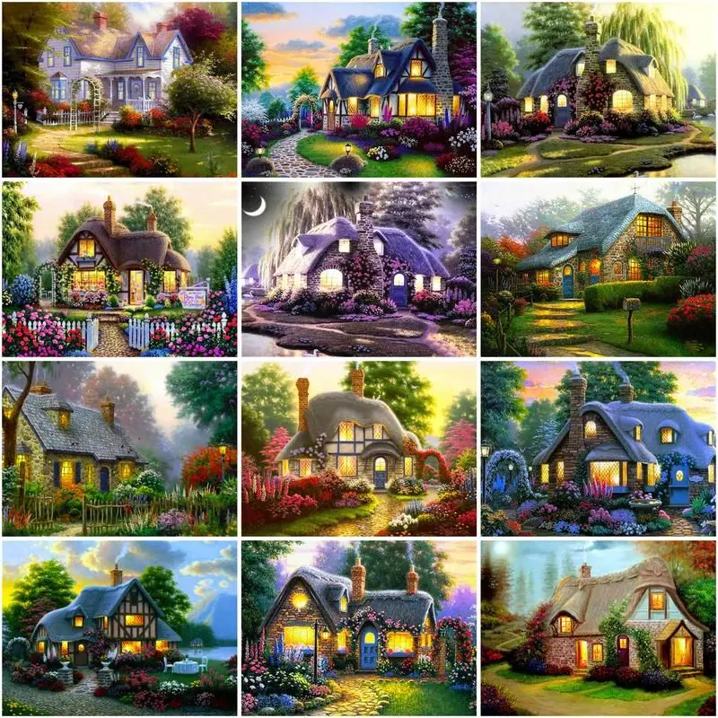 

DIY Oil Painting By Numbers House Landscape Countryside Handpainted Art Wall Living Room Home Decor Kids Room Decor Unique Gift