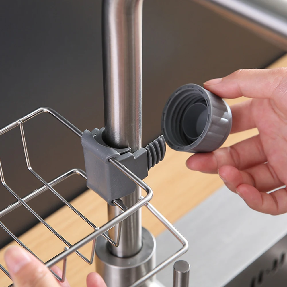 

Kitchen Faucet Storage Rack Stainless Steel Sink Drainer Faucet Shelf Basket Sponge Dish Cloth Rack Holder Storage Organizer