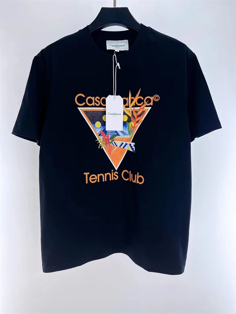 

Топ 2023ss, треугольная футболка в виде пирамиды Касабланки, для мужчин и женщин, большие размеры, черные и белые футболки