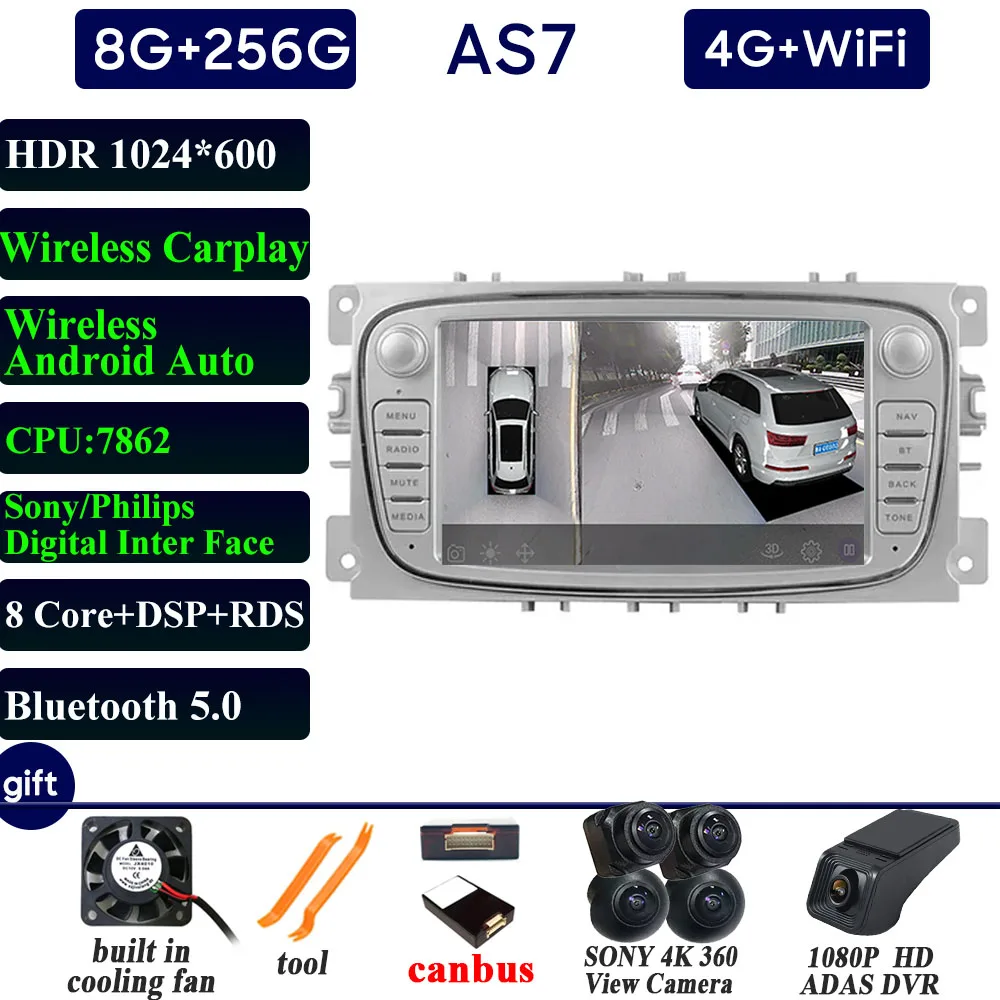 

Автомобильный радиоприемник Carplay для Ford Focus 2 S-Max Mondeo Mk4 9 Galaxy C-Max Kuga 3, автомобильные интеллектуальные системы, Android Auto, мультимедийный плеер