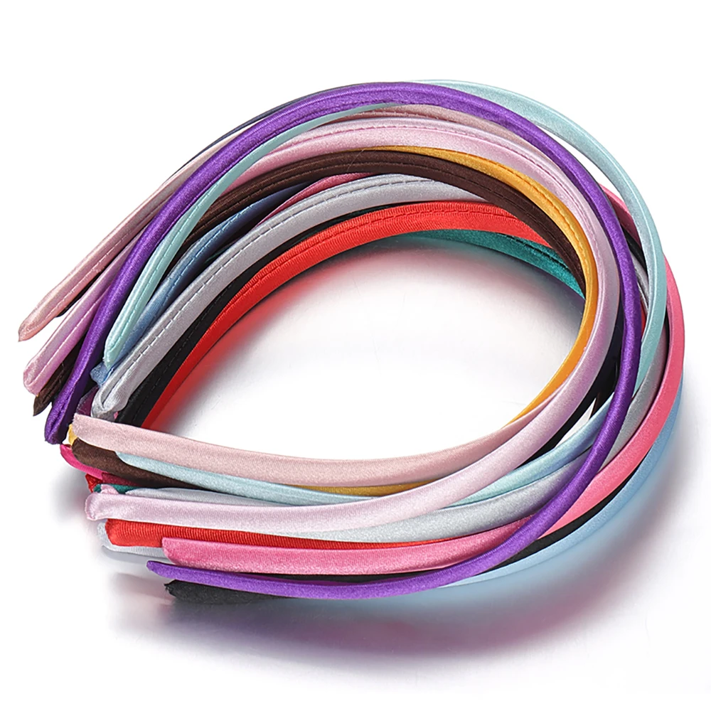 

10pcs 10mm Fabric Covered Headband Base 19 Colors Satin Plastic Head Hoop for Jewelry Making DIY Kids Girl Headband Accessories