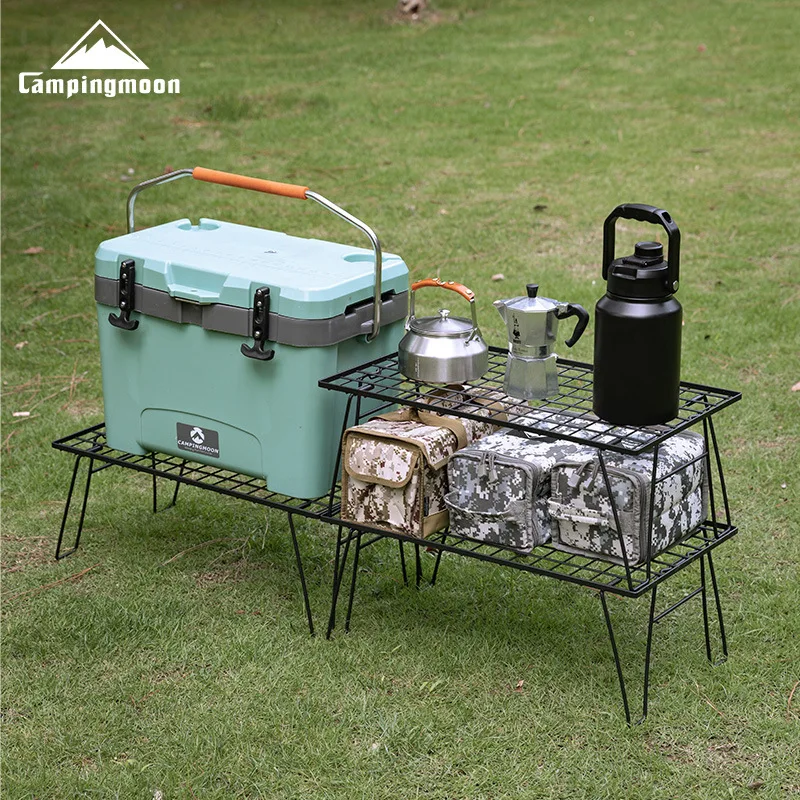 Фото Складной стол для путешествий CAMPINGMOON, легкий многофункциональный портативный складной столик из кованого железа для хранения, кемпинга №1