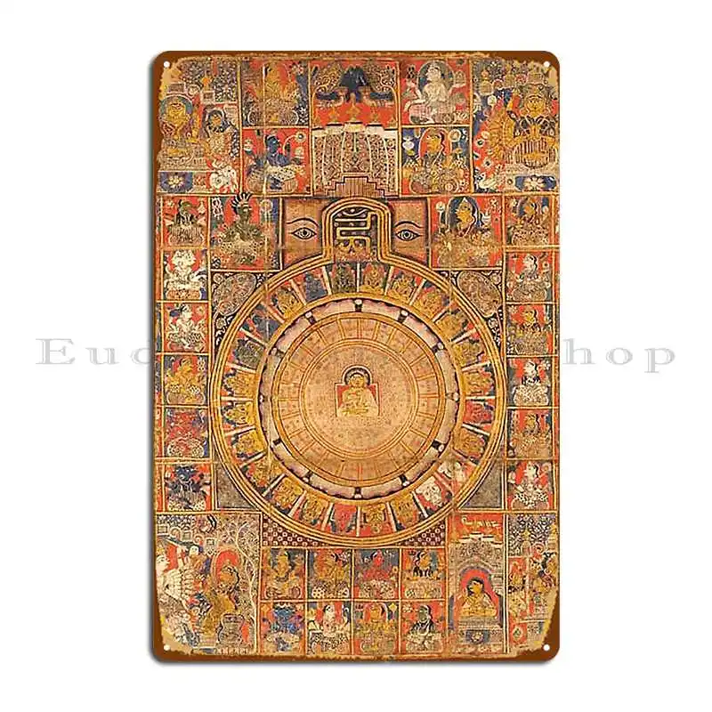Mandala 114 Jain космическая схема Gujarat 1500s металлический знак дизайн печати гаража