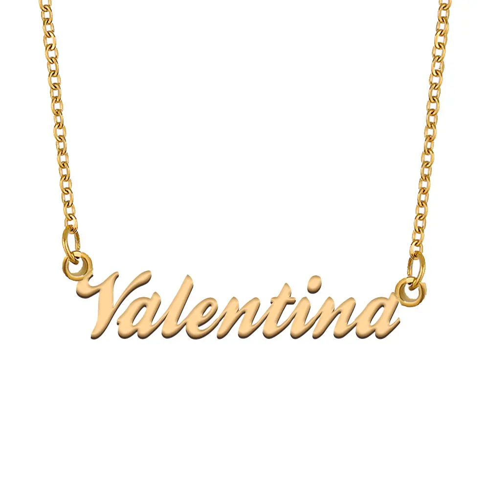 

Valentina Name Necklace for Women Stainless Steel Jewelry Gold Plated Nameplate Chain Pendant Femme Mothers Girlfriend Gift