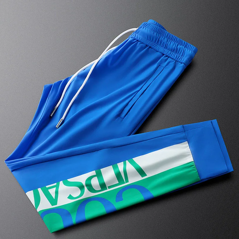 

Новинка Весна 2023, повседневные спортивные брюки с большим принтом и боковой полосой, мужское облегающее нижнее белье с лапами