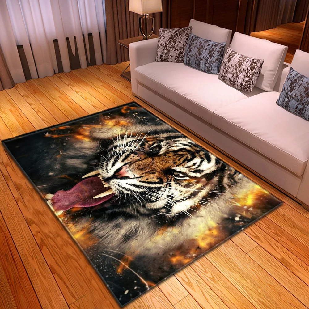 Живой тигр 3D коврики с животными для гостиной чайный коврик стола детской