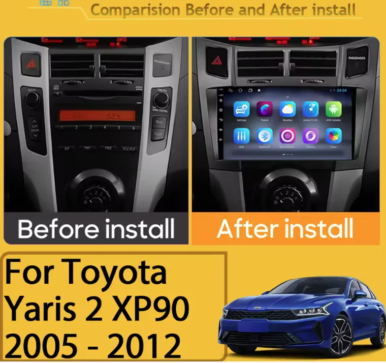 9-дюймовый для Toyota Yaris Vizi 2005-2012 Android 13.0 6 + 128G Автомобильный GPS-навигатор