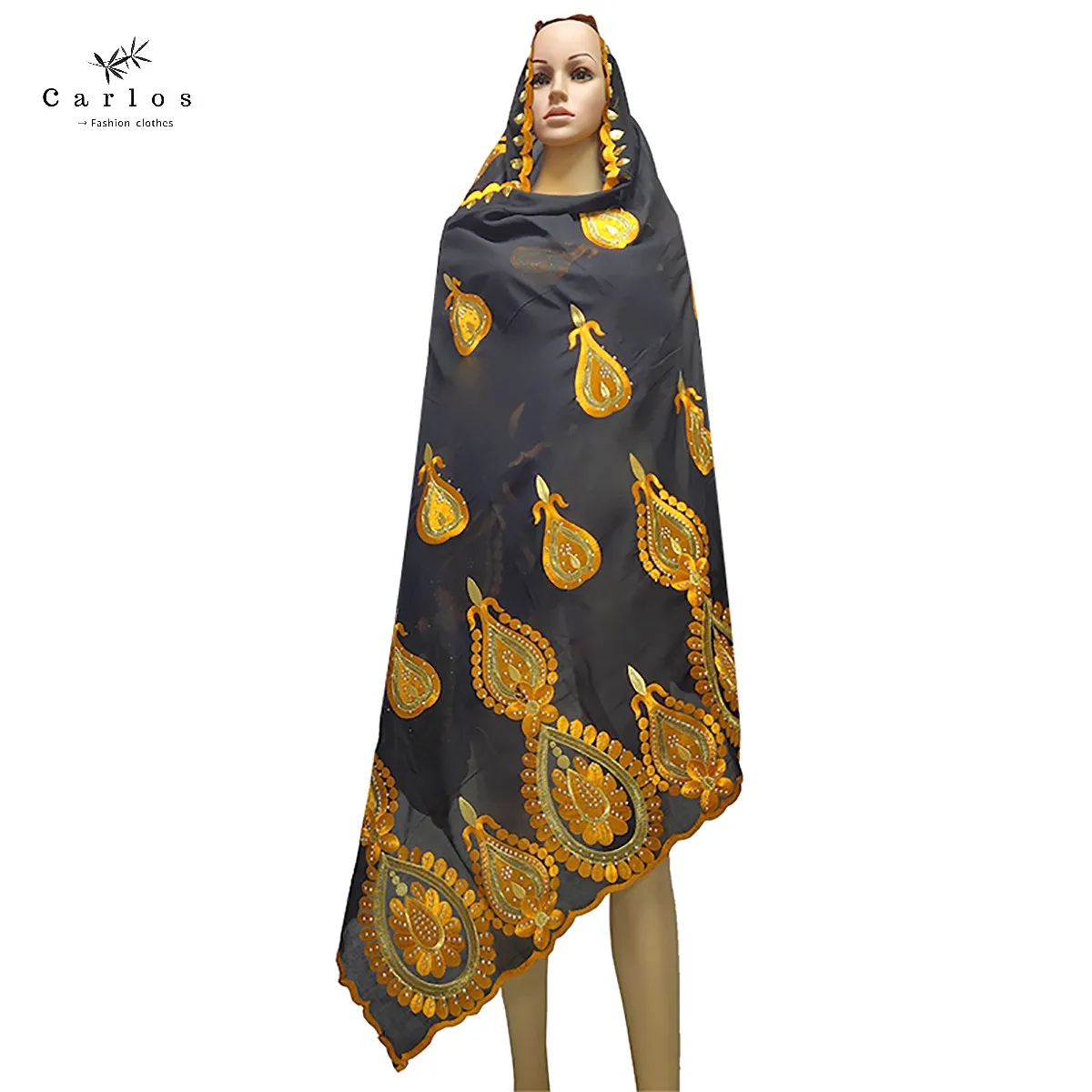 Лидер продаж 2022 мусульманский шарф большой размер 100% хлопковый Африканский