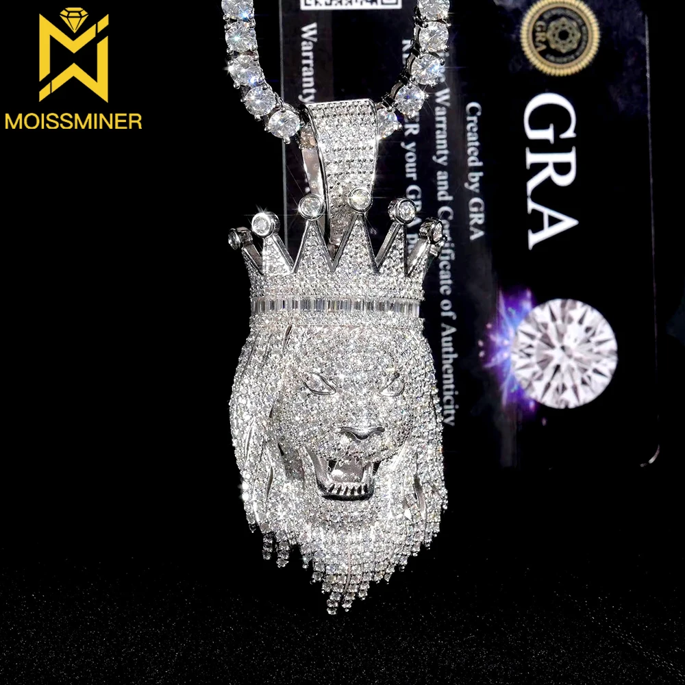 Кулон с муассанитом Король Лев для мужчин и женщин стереоскопическое украшение