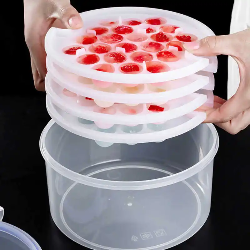 

Ice Cube Maker Tool Ice Cube Box 1.1L 51 Grids Large Capacity Multilayer Round Ice Cube Molds for Home
