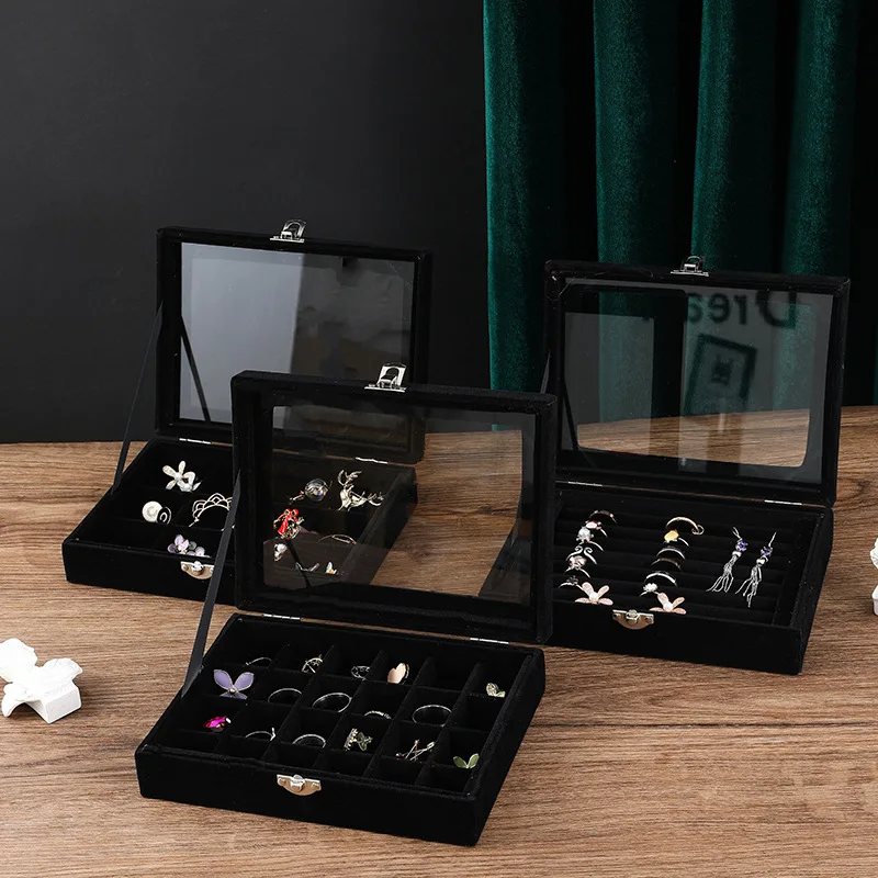 Органайзер для хранения коробка-разделитель мягкий серый бархатный чехол колец