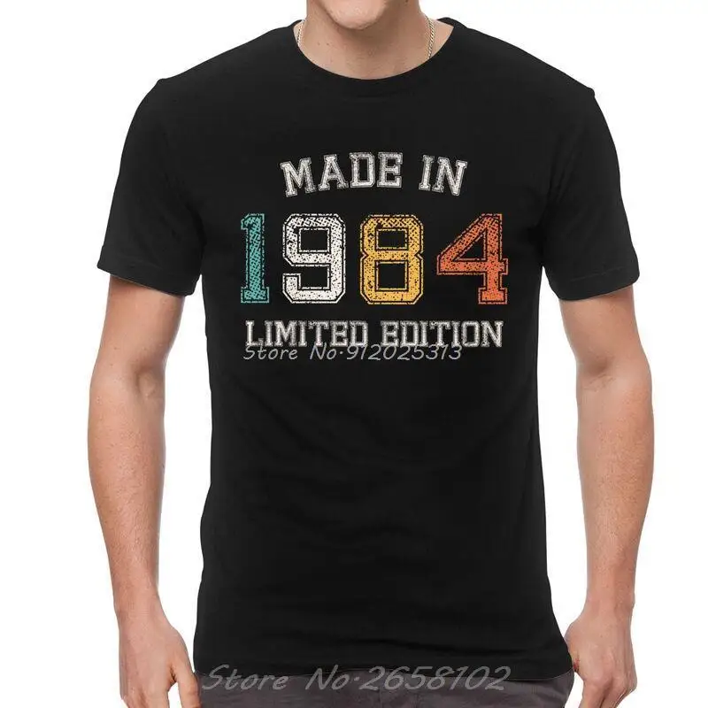 Nato nel 1984 t-shirt uomo Streetwear T shirt manica corta Made In 1984 anno di nascita Tshirt regalo t-shirt In cotone 100% abiti