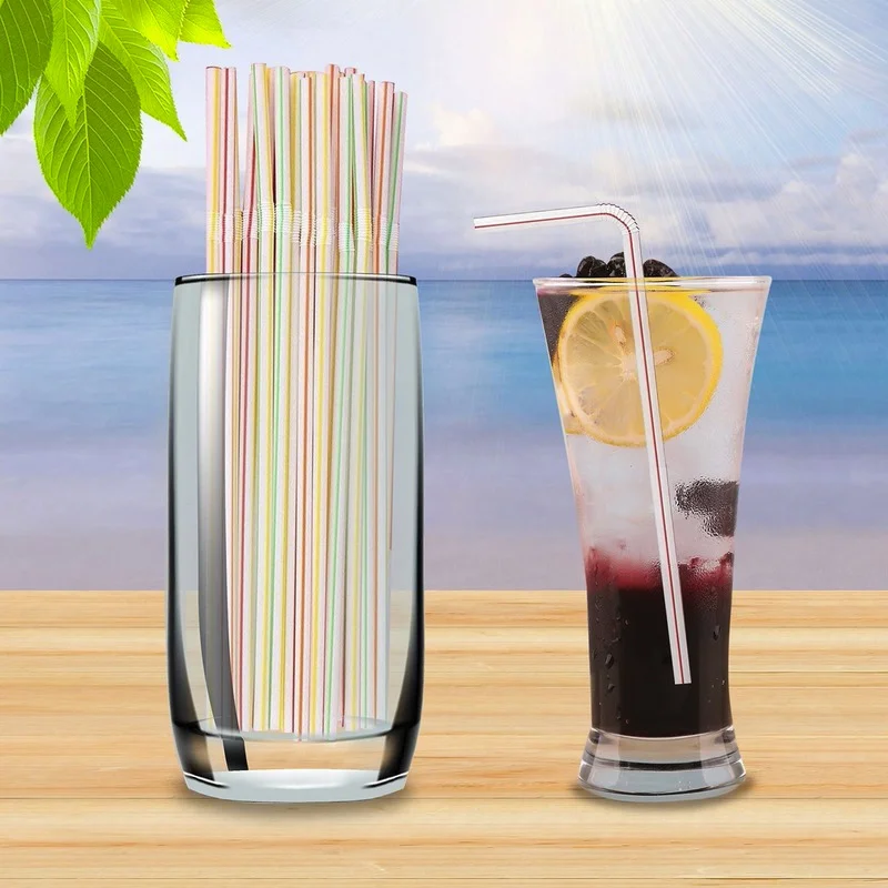 

Rainbow Disposable Straws Flexible Drinking Plastic Straw Kitchenware Curved Bendable Drink Tube Reusable Bar Party Event Alike