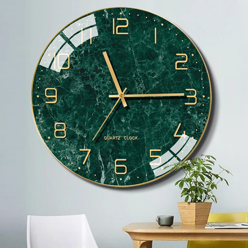 

Luxury Nordic Wall Clock Modern Design Glass Gold Living Room Silent Wall Clocks Home Decor Marble Creative Clocks Gift Ideas