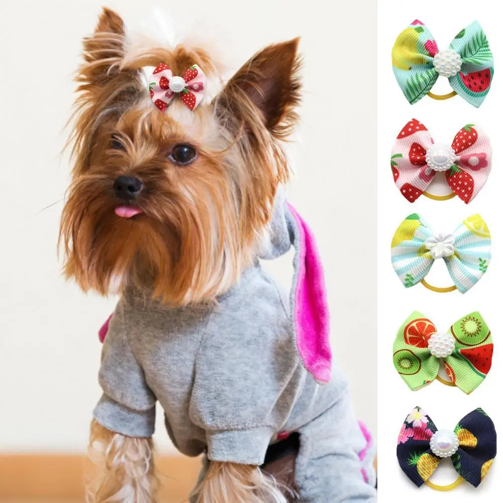 

30Pcs Pet Headband Helpful Portable Novel Bow with Rhinestones Pet Headband for Summer Pet Hairband Pet Headdress