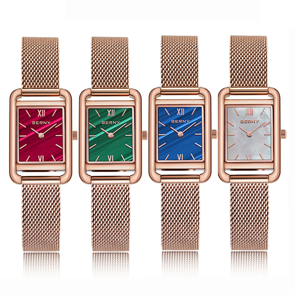 Miyota Gold womens watches top brand Luxury Quartz Ladies Watches Ultra-thin Fashion Rectangular Green Wristwatch Waterproof 30M enlarge