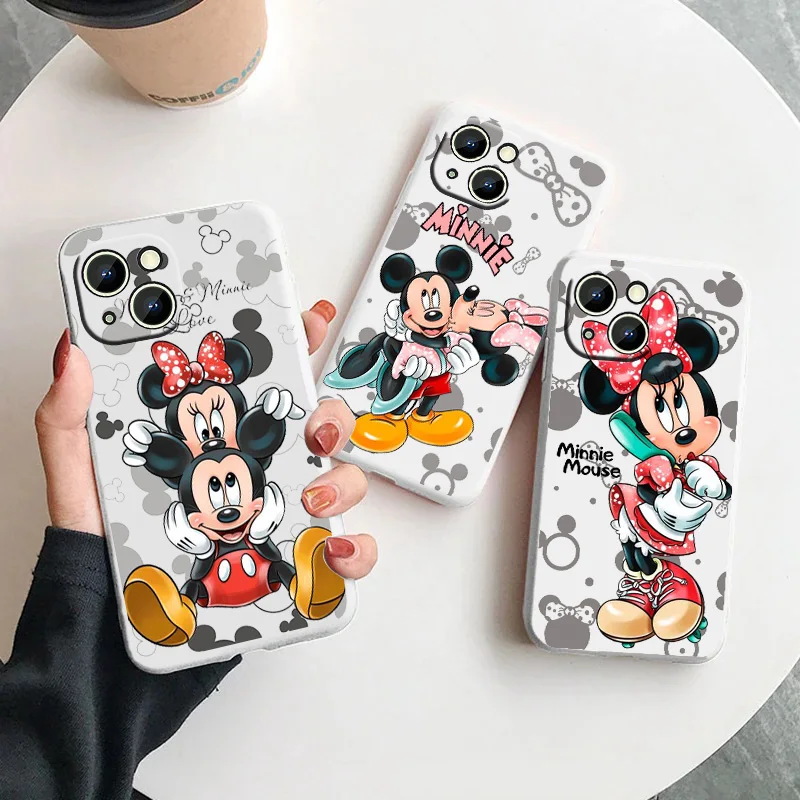 

Disney Mickey Minni For Samsung Galaxy S23 S22 S21 S20 FE Ultra Plus S10 Lite 5G Liquid Rope Phone Case