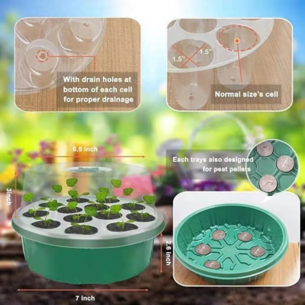 

Plastic Nursery Pots With 12 Holes Mini Greenhous With Vented Tray Garden Plant Growing Tray Box Indoor Outdoor Garden Planting