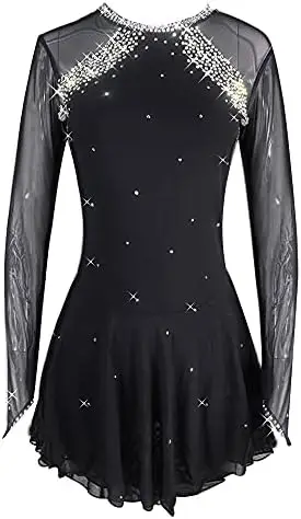 

Black Skating Skirt Lady's Skating Costume Girls Simple Generous Figure Skating Dress Women