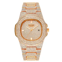 pintime luxury men women fashion diamond rose gold watch bling iced out couple quartz causal dress gift clock male wristwatches