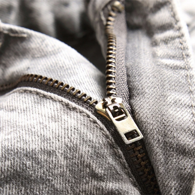 European Jean Letter Star Jean Men Embroidery Patchwork Ripped Jeans For Men Trend Brand Motorcycle Pant Mens Jean Skinny