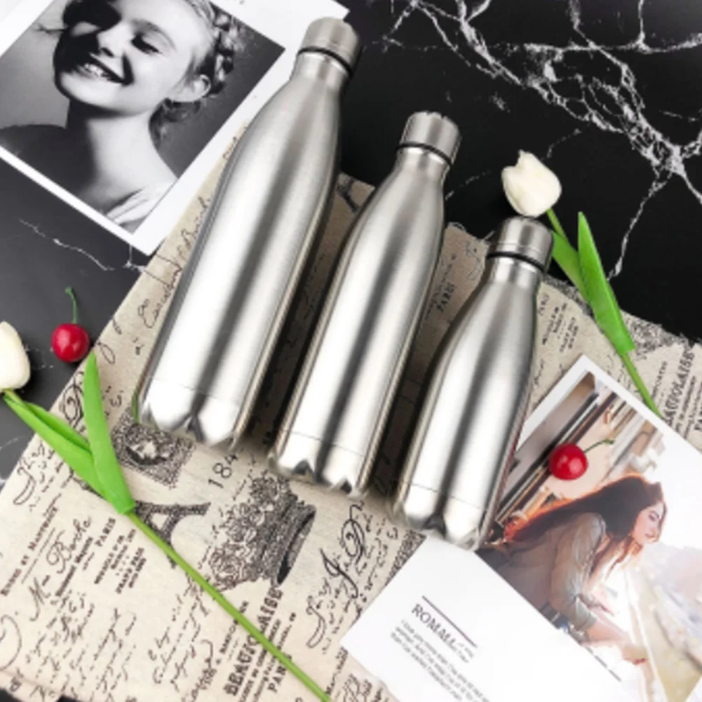 

350/500/750/1000ml Water Bottle Drinkware Leakproof Lid Kids Portable Sports Cycling Stainless Steel Gym Drinking School Gift