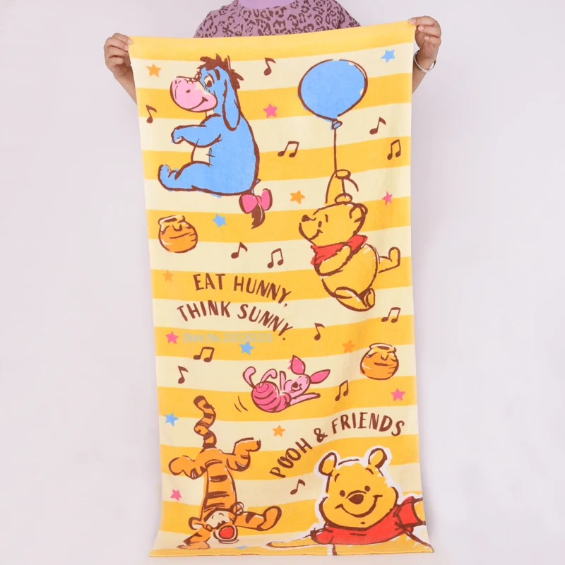 Disney Cartoon Cotton Bath Towel Children's Beach Towel Summer Mickey Mouse Minnie Stitch Winnie Boy Girl Birthday Gift