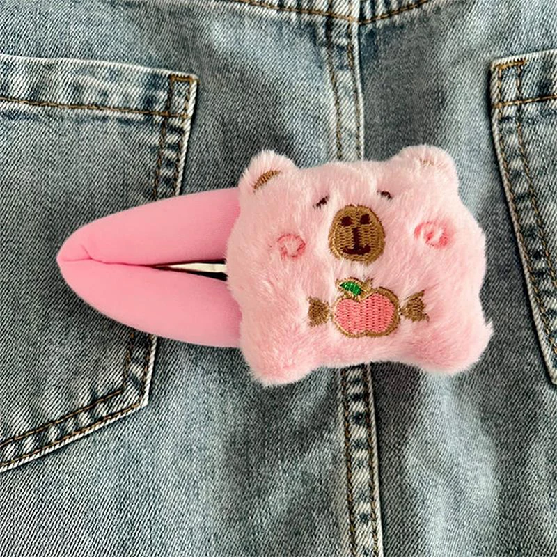 Новая милая розовая капибара плюшевая заколка для волос девочек с милой челкой