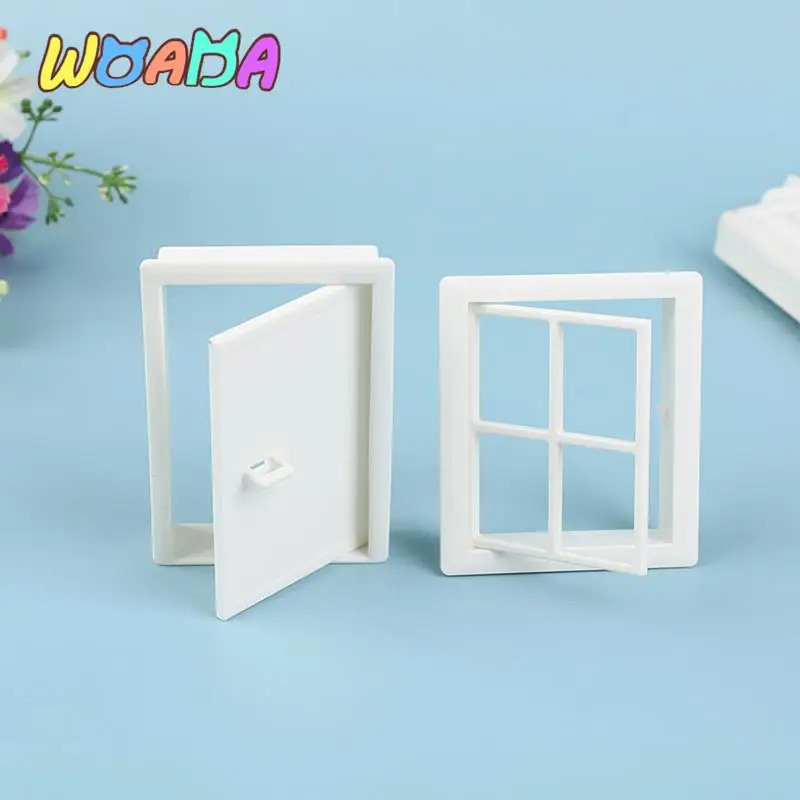 

1PC Creative New White Mini Cute Dollhouse Miniature Plastic Doors and Windows house Furniture Accessories Decoration Model Toys