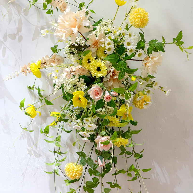 Букет из Искусственных Желтых Цветов в пасторальном стиле украшение для свадьбы