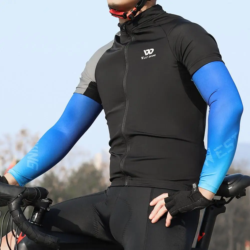 

1 Pair Unisex Cycling Sleeves Non-fading Wear-resistant Lightweight Gradient Sports Arm Sleeves for Outdoor