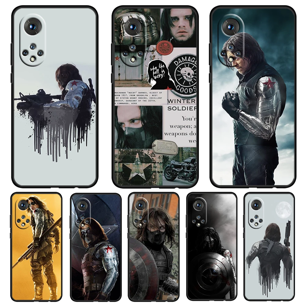 

Marvel Avengers Bucky For Honor 60 50 20 SE Pro X30 10X 10i 10 9X 9A 8X 8A Lite Silicone Soft TPU Black Phone Case Capa Cover