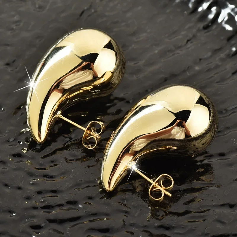 Модные новые высококачественные гладкие серьги-капли из 18-каратного золота с