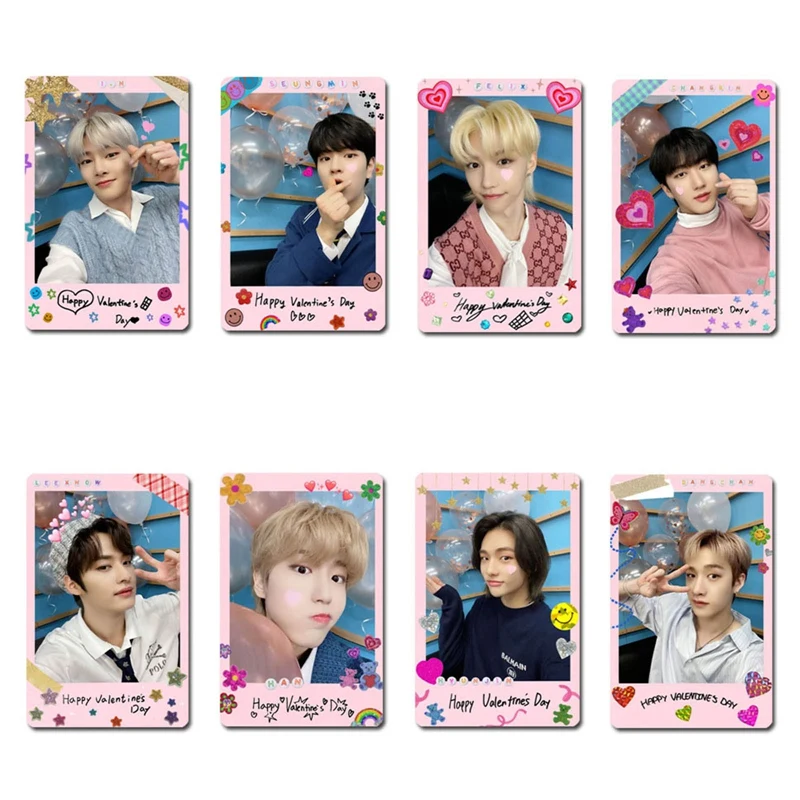 

8Pcs/Set Kpop Photocards STRAY KIDS Lomo Card ID Photo Album Collection Photocard Holder Sleeve Case With Pendant