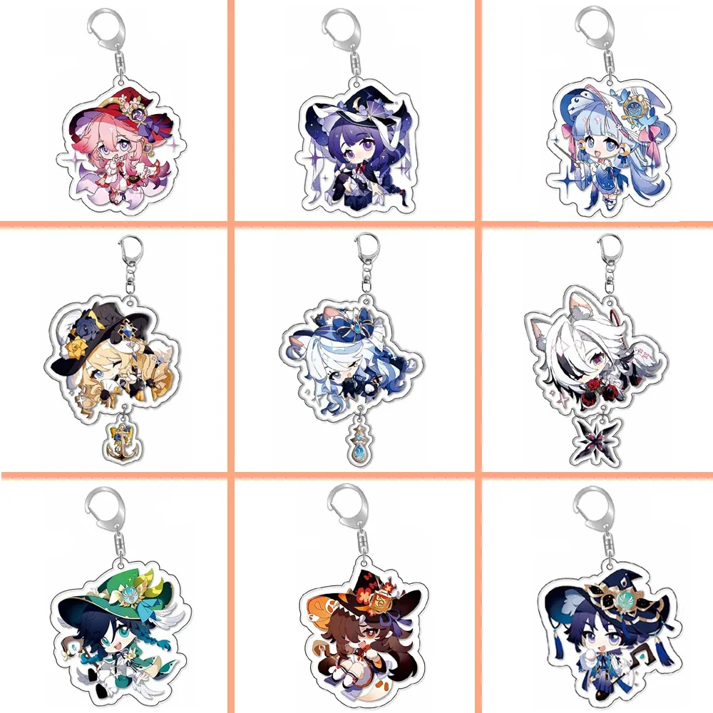 Брелок Raiden Shogun Klee нахида Q Type мультяшный брелок с акриловой сумкой подвеской