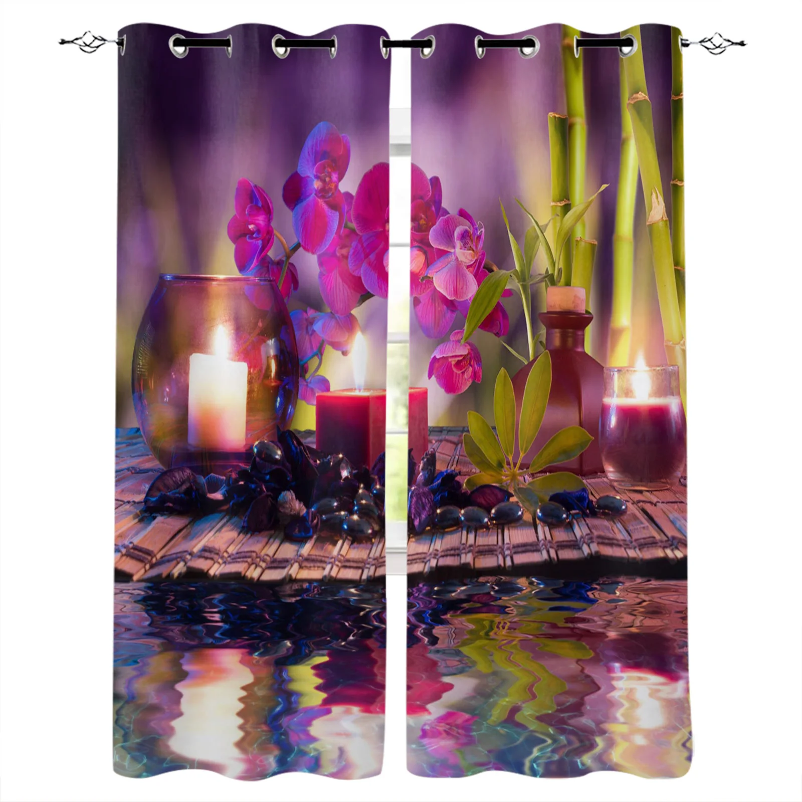 

Фиолетовые свечи Орхидея Бамбуковые каменные затемняющие шторы оконные шторы для спальни гостиной декоративные оконные шторы