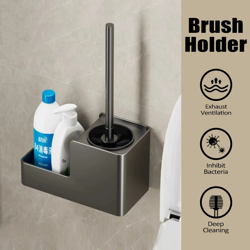 

Toilet Cleaning Brush Aluminum Alloy Black Toilet Brush Wall Mounted White Toilet Brush Bathroom Accessories