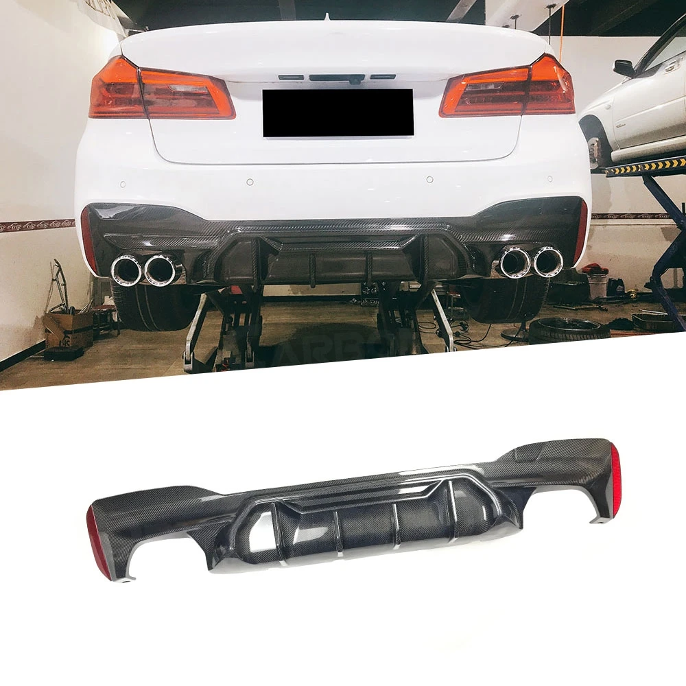 

For 5 Series Dry Carbon Fiber Rear Bumper Lip Diffuser For BMW G30 G38 M Sport 2017-2020 M5 Style Fins Shark Lip Protector FRP
