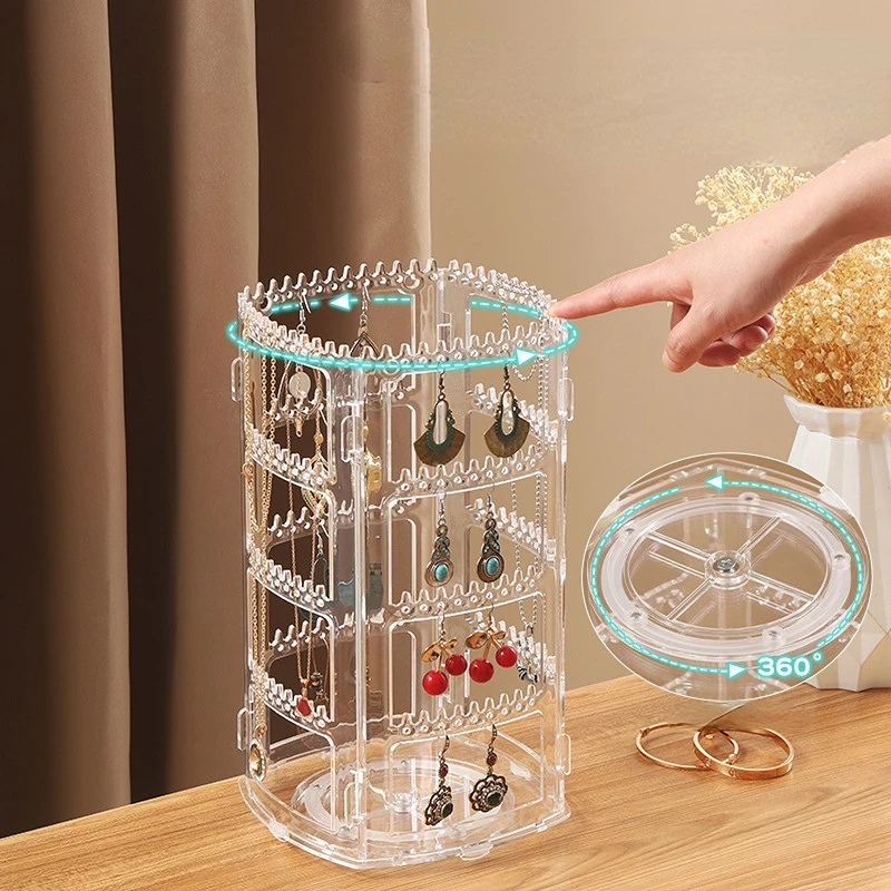 Multi Layer Rotary Earring Display Rack, Commercial Large Capacity Decorative Jewelry Double Head Stud Storage Rack Is Optional