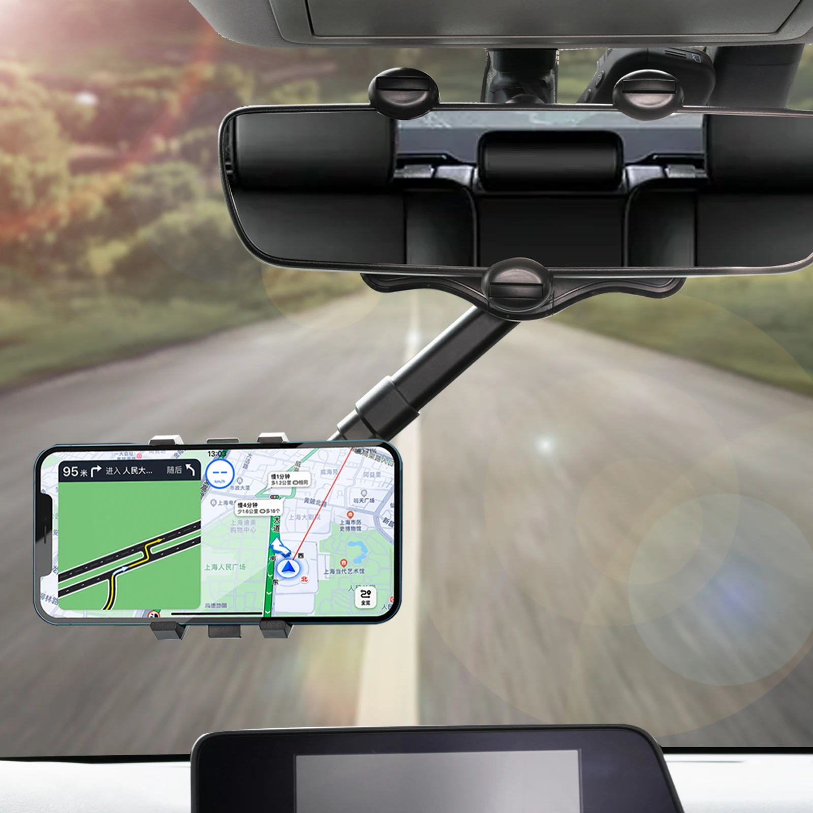 

Car Phone Holder Clip Car Stand Adjustable Bracket Auto Rear View Mirror Mount Cell Phone GPS Mount Support Interior Accessories