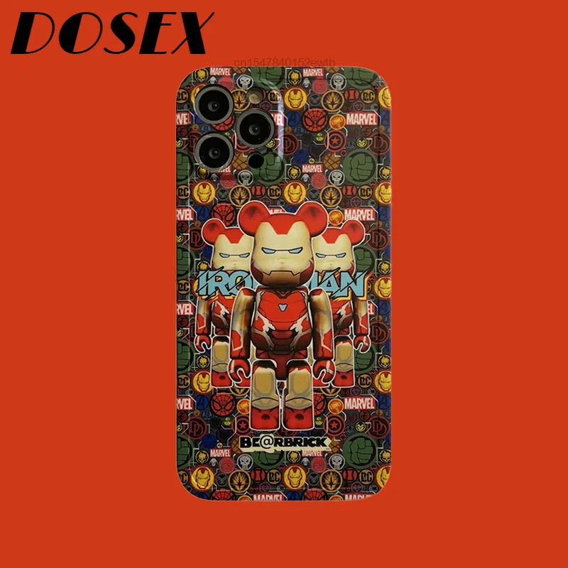 

DISNEY Iron Man Luxury Bear Co-Brand Iphone 13 12 11 Pro Max 7 8 Plus Phone Case Spiderman X XR Xs Protective Original Design