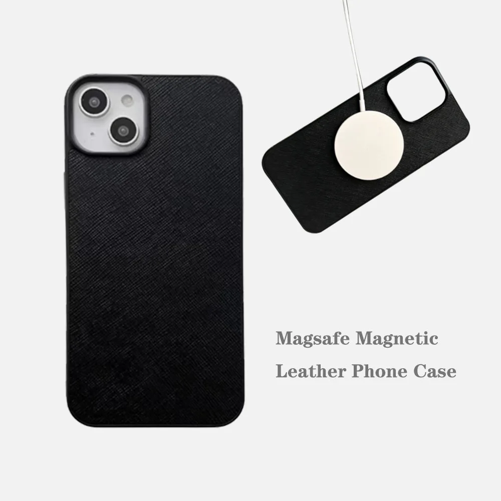 Men's Classic Grainy Mb Leather Saffiano Magsafe Function Cover for Iphone14 13 12ProMax 14Plus Magnetic Business Case for 14Pro