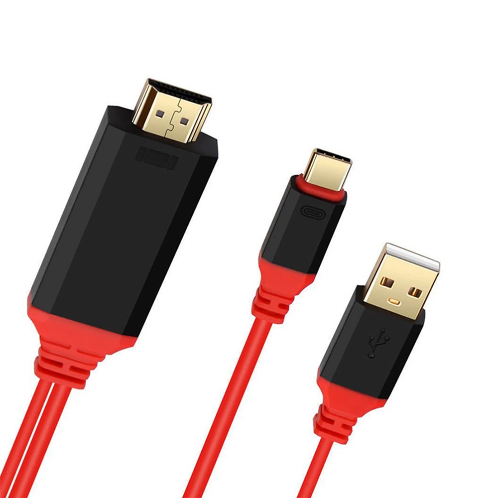 Кабель-переходник 2 м 2 в 1 с USB 3,1 типа C на HDMI Ultra HD 1080P 4k для зарядки HDTV для Samsung S8 S9 S10 Iphone